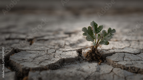 A resilient seedling growing from cracked earth, representing personal growth and transformation.