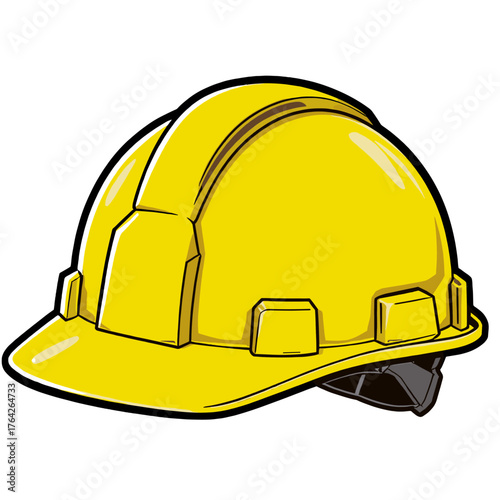 Protective yellow hard hat designed for construction workers during site safety activities at various job locations throughout the day cartoon vector illustration 