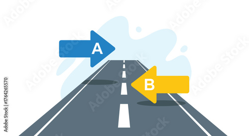 Choosing Between Two Paths Forward Direction Arrows on Highway