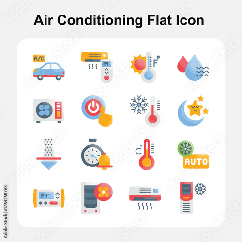 Smart Cooling and Temperature Control Symbols in Flat Style – Set 1