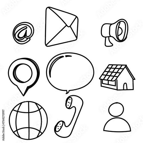 doodle contact connection icon hand drawn cartoon collection