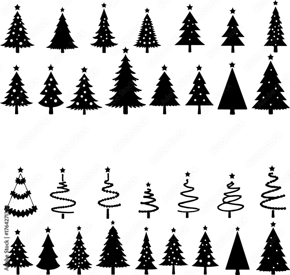 Obraz premium Elegant Christmas Tree Silhouette Bundle