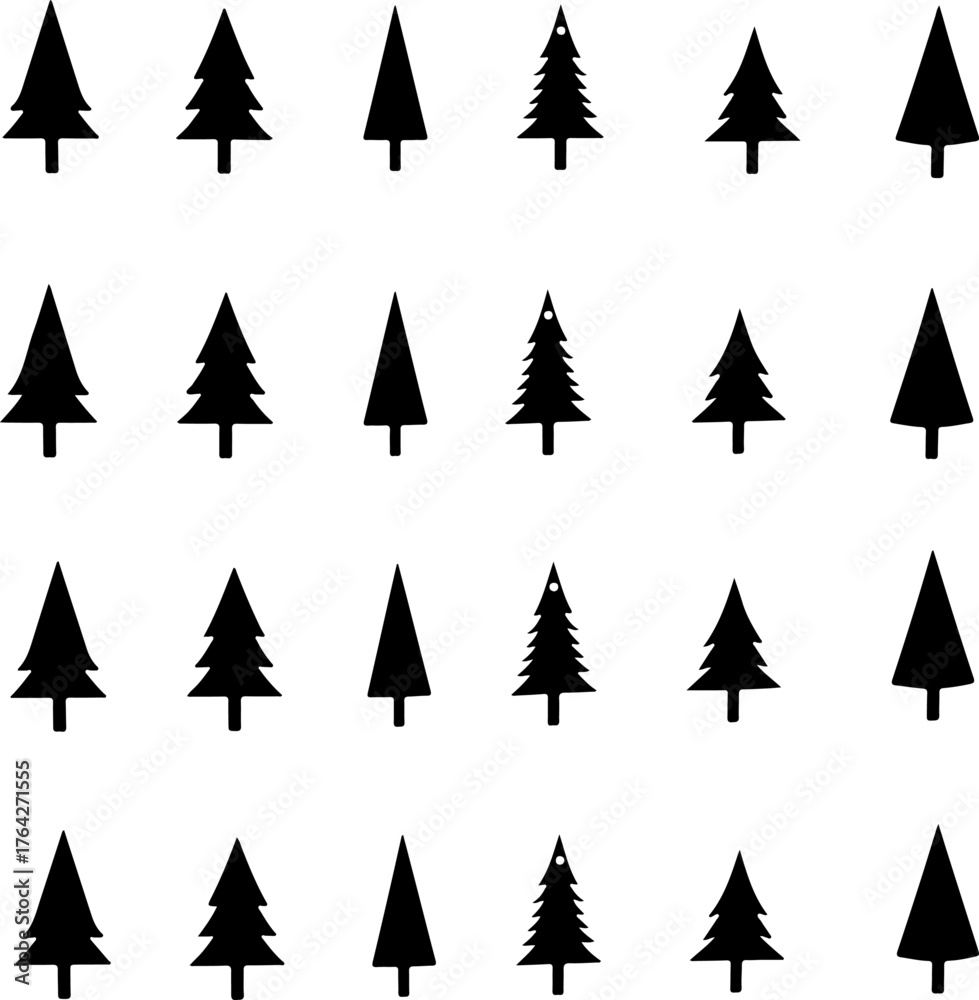Obraz premium Elegant Christmas Tree Silhouette Bundle