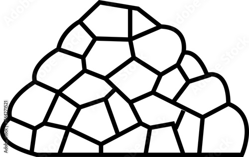 Rock Icon, Stone, Mountain, Boulder, Mineral, Geology, Nature, Landscape, Hard Surface, Cliff, Earth Element, and Outdoor Environment Symbols in Modern Flat Vector charcoal pile nugget pieces