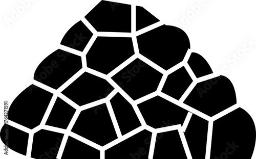 Rock Icon, Stone, Mountain, Boulder, Mineral, Geology, Nature, Landscape, Hard Surface, Cliff, Earth Element, and Outdoor Environment Symbols in Modern Flat Vector charcoal pile nugget pieces