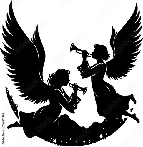 Celestial Angel Silhouette Design