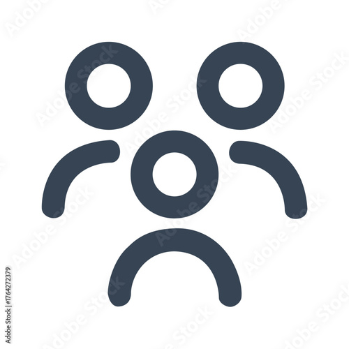 A minimalist icon representing a group of three people, users, or a team.