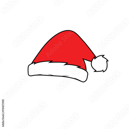 Festive Santa's Hat: A cheerful, red Santa hat with a soft, white brim and pom-pom, perfectly embodying the spirit of the holiday season.