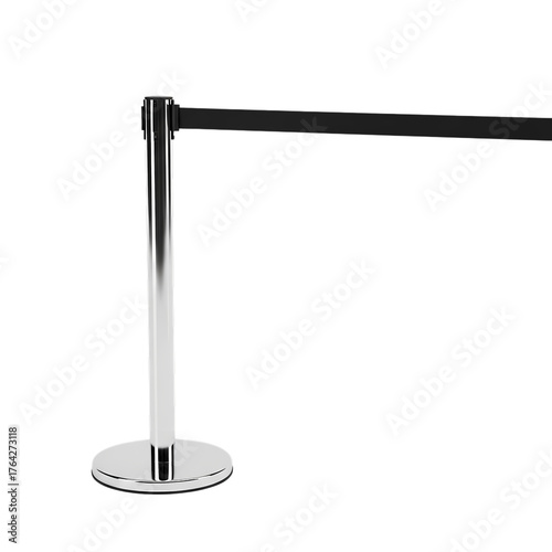 Modern chrome stanchion with black retractable belt