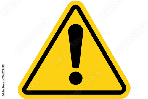 Vector art of yellow warning sign with exclamation mark