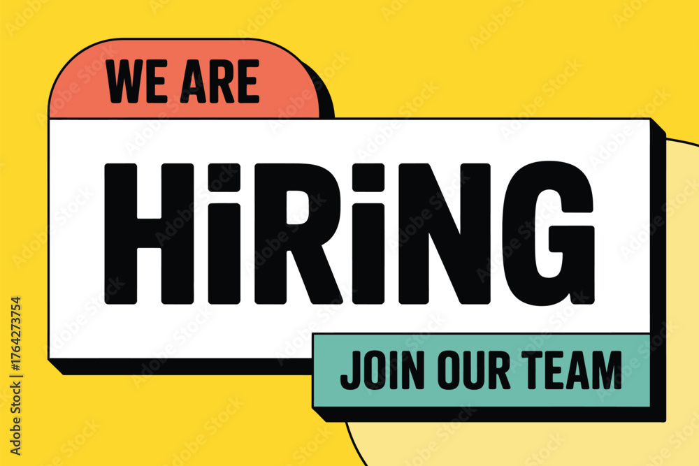 Obraz premium Vector art of we are hiring banner with join our team message on yellow background