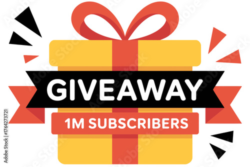 Vector art of giveaway 1m subscribers gift box for social media