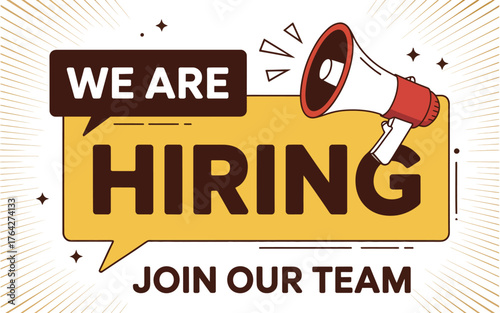 Vector art of we are hiring banner with megaphone