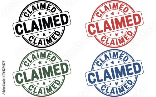 Vector art of claimed stamp collection in different colors