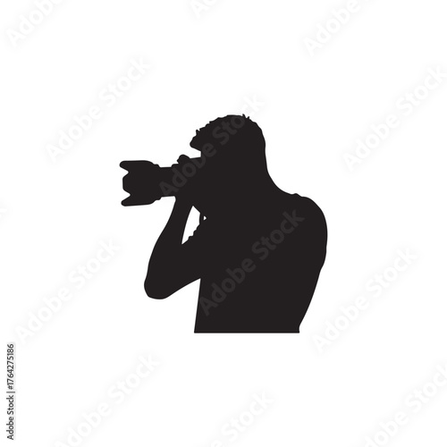 silhouette of a photographer holding a dslr camera vector illustration.