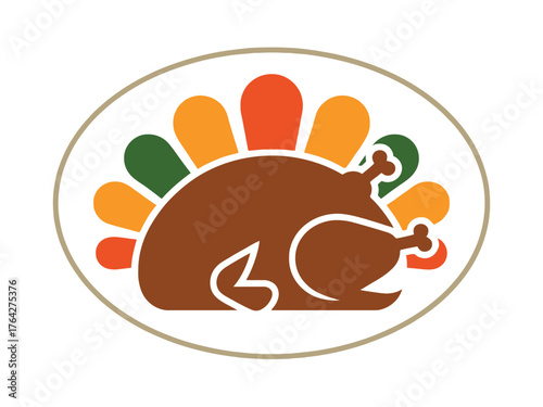 Thanksgiving turkey dinner illustration holiday food celebration icon