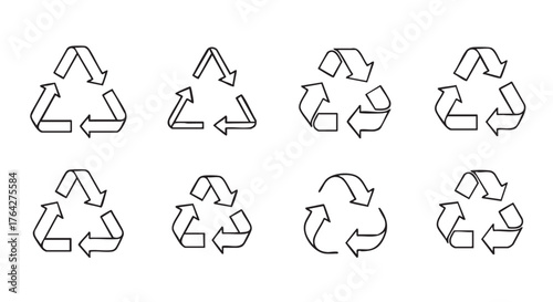 Recycle symbol collection promoting environmental sustainability and waste management practices