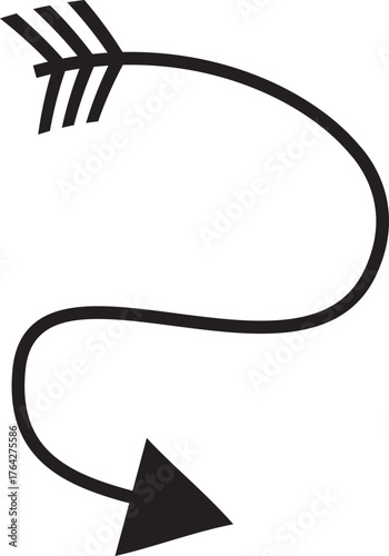 Curvy Black Arrow Vector Design: Modern Direction Icon Illustration