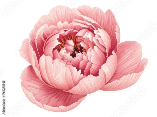 Elegant pink peony blossom with delicate petals for modern floral designs and springtime projects
