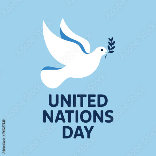 United Nations Day with Dove and Olive Branch Design