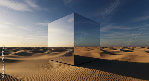 mirror cube desert surreal