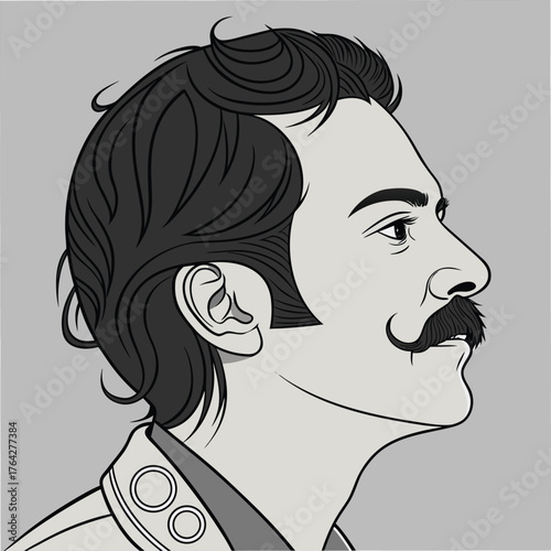Adobe Illustrator Artwork: A vector art of a Lebanese-American writer, poet, visual artist, and philosopher, Kahlil Gibran