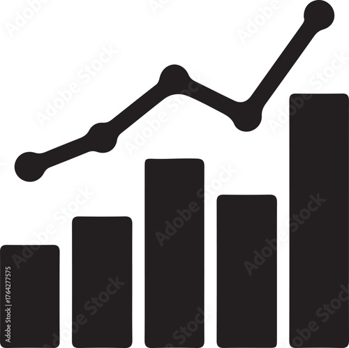 Combo Chart Vector Silhouette icon