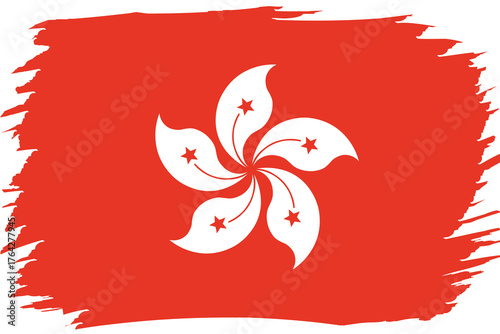 Flag of Hong Kong. National symbol in official colors. Template icon. Abstract vector background.