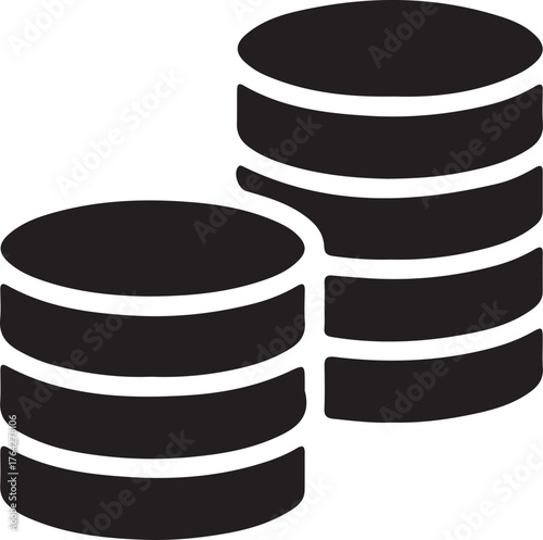 Coins Link Vector Silhouette icon