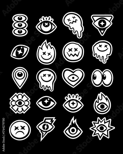 Cool Groovy Eyes and Melting Smile Stickers