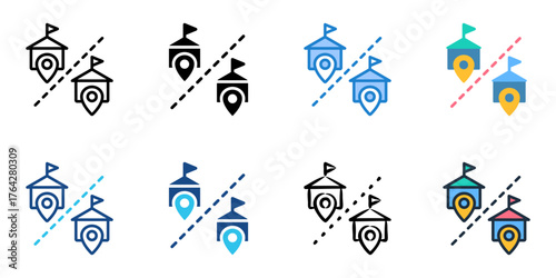 Border icon set multiple style collection 
