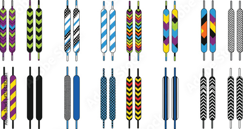 Colorful shoelaces patterns flat laces shoe accessory design