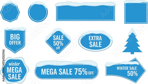 Winter sale promotion banners with snow vector design