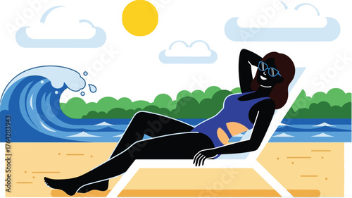 Woman relaxing on beach summer vacation travel destination