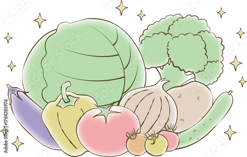 野菜の集合のイラスト