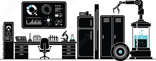 Scientific laboratory research lab equipment vector design