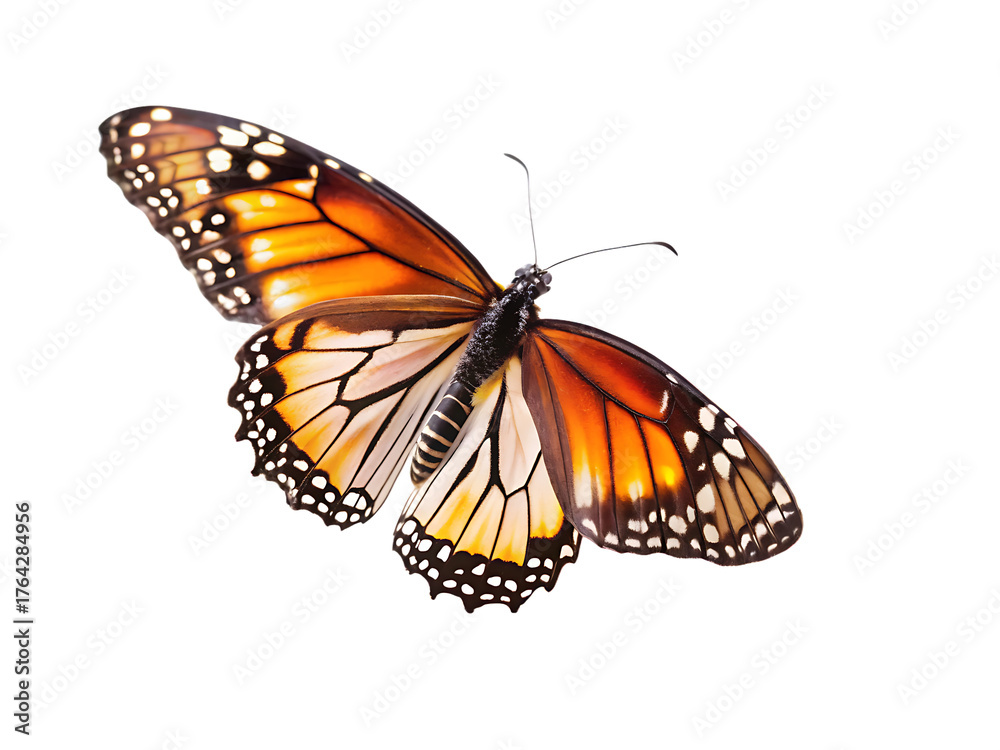 Fototapeta premium utterfly on flowers Isolated on white background .PNG. AI Generated