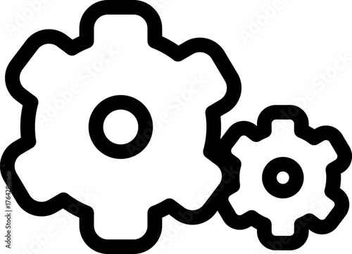 Cog Gears Simple Flat Line Icon - SVG, Vector