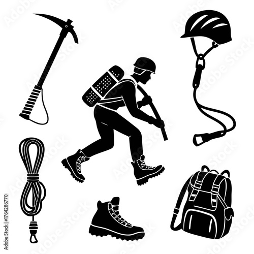 Vector art of mountaineering