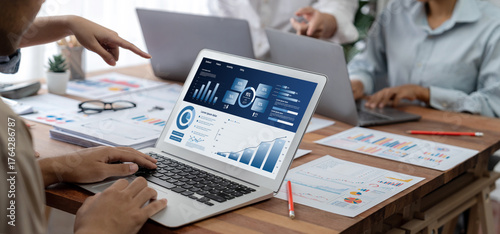 Canvas Print Business data dashboard provide business intelligence analytic for marketing str