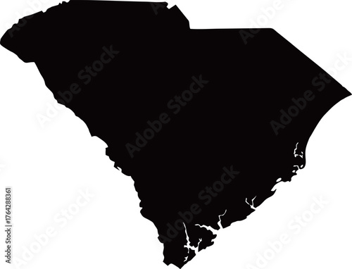 South Carolina Silhouette Map United States State Outline Vector