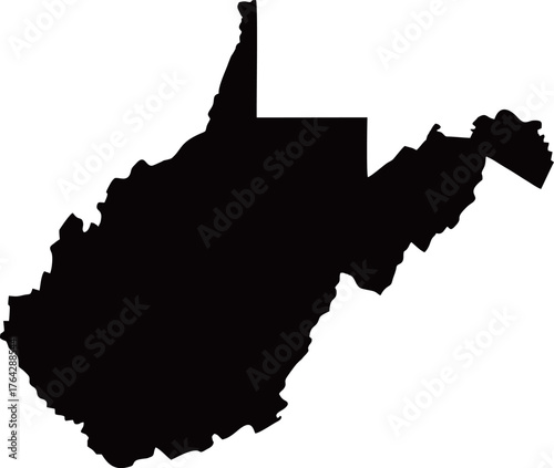 West Virginia Silhouette Map United States State Outline Vector