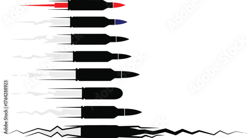 Bullets flying vector illustration ammunition projectile speed