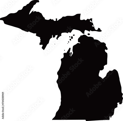 Michigan Silhouette Map United States State Outline Vector