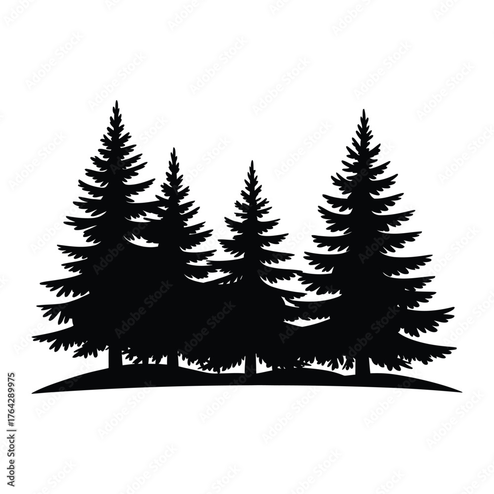 Fototapeta premium Snowy Trees Silhouette, Vector, Illustration