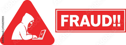 Fraud alert online scammer and hacker warning cybercrime protection