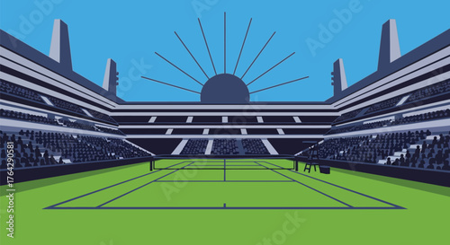 Tennis court stadium illustration sports venue competition match