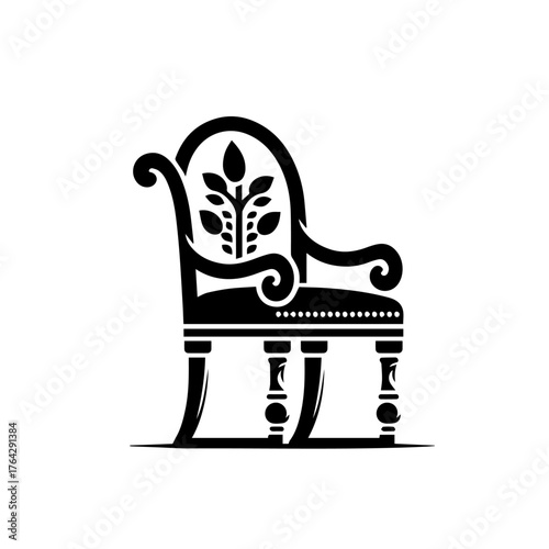 Modern Wooden Dining Chair Vector Illustration
