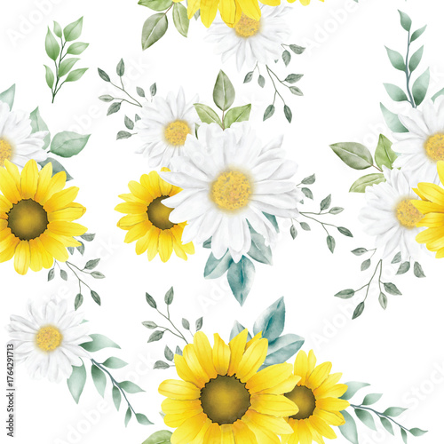 Sunflower seamless pattern Images