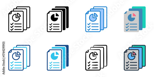 Reporting icon set multiple style collection 
